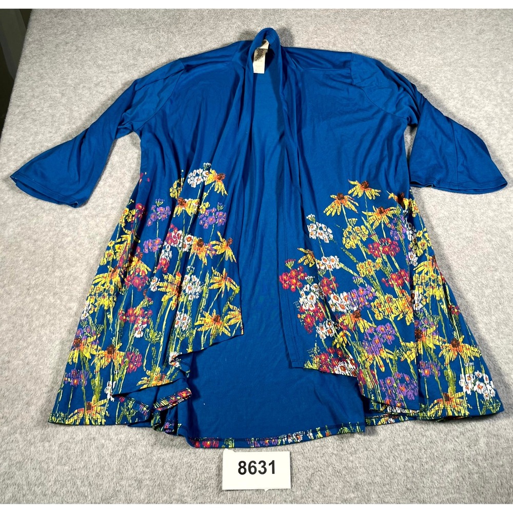 A‎ Walk in the Park by Mccs Sportswear Cardigan Kimono Womens Large Blue Floral
